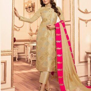 Silk Salwar Suits with Embroidery Works